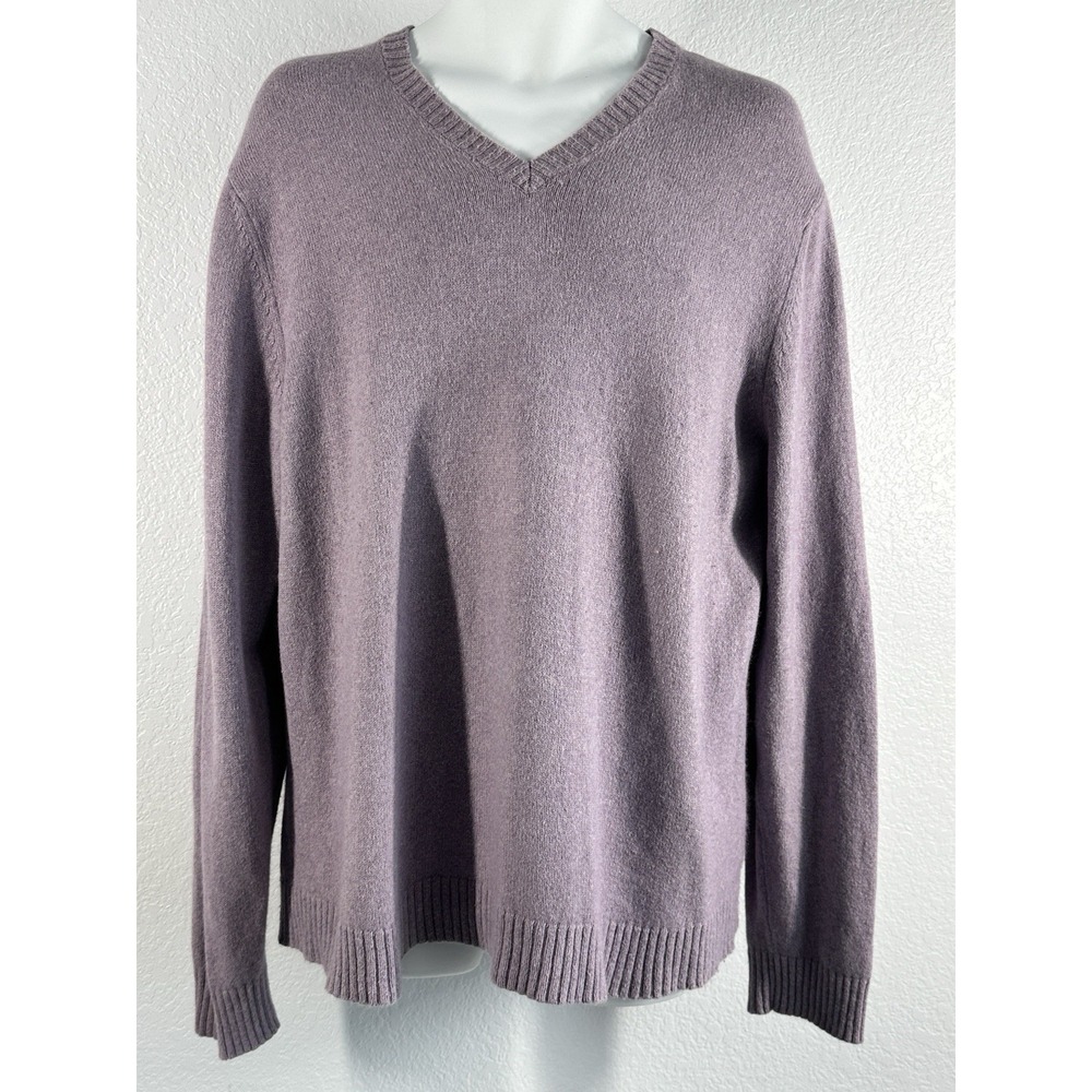 Men's Lavender Banana Republic V Neck Cotton Cashmere Wool Sweater,  Sz: XL